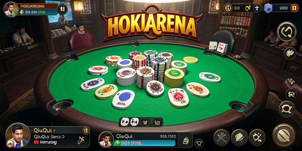 Screenshot gameplay HOKIARENA dengan aksi QiuQiu yang mendebarkan.