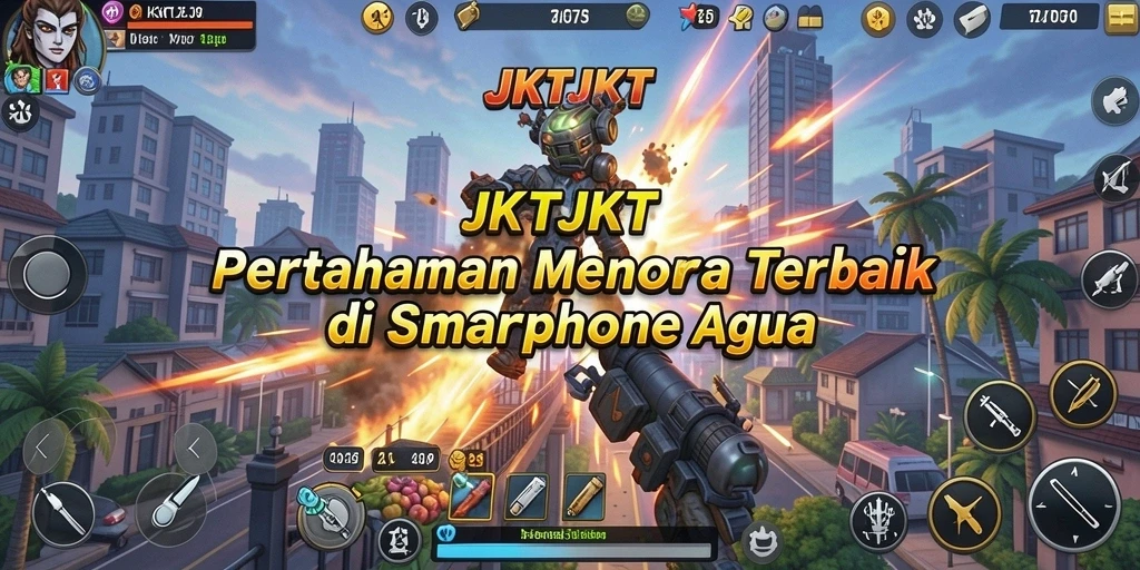 Tampilan gameplay seru di JKTJKT dengan strategi Tower Defense.