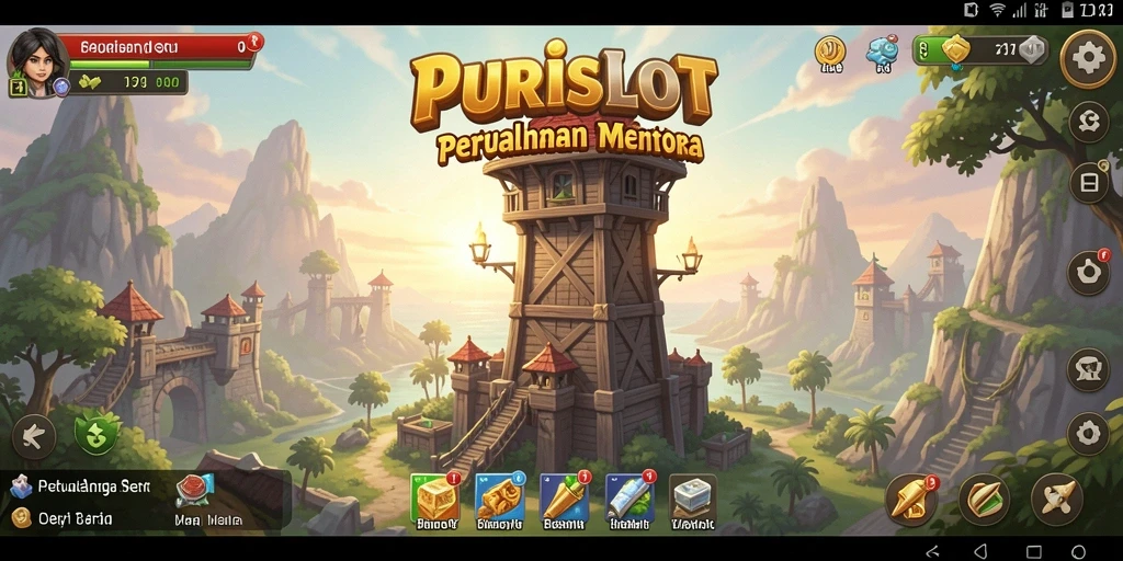 Tangkapan layar gameplay PURISLOT yang menampilkan aksi Tower Defense yang seru.
