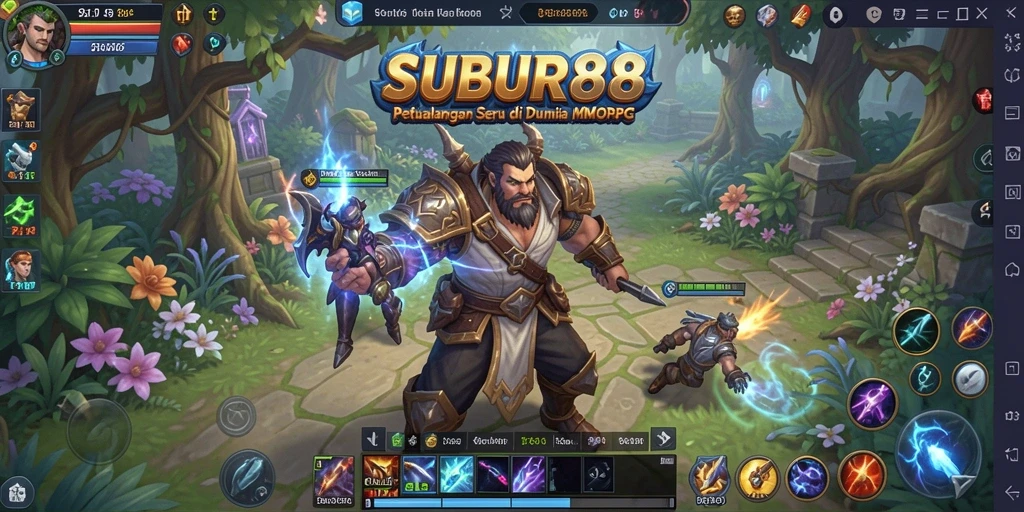 Tangkapan layar permainan SUBUR88 menunjukkan aksi pertempuran seru di dunia MMORPG.