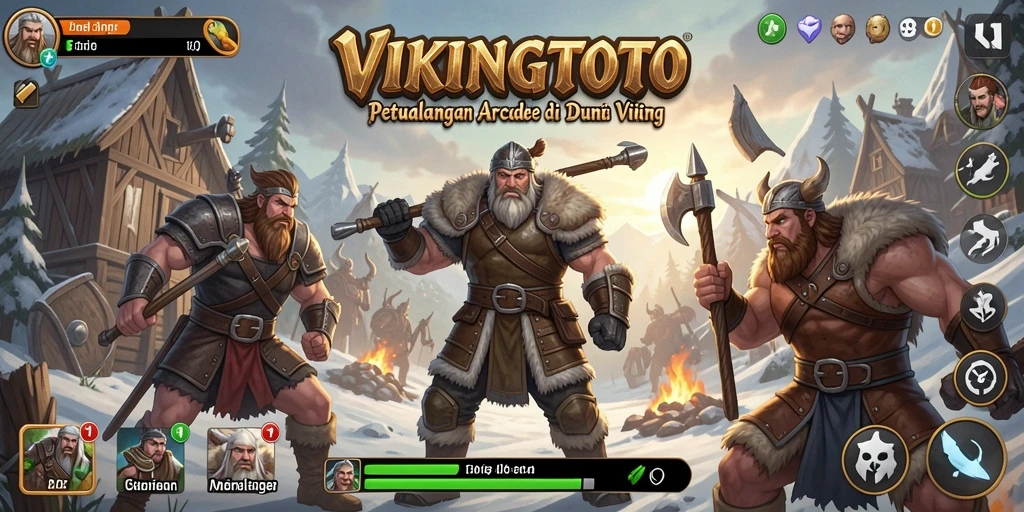 Screenshot gameplay VIKINGTOTO yang menunjukkan aksi seru para Viking.
